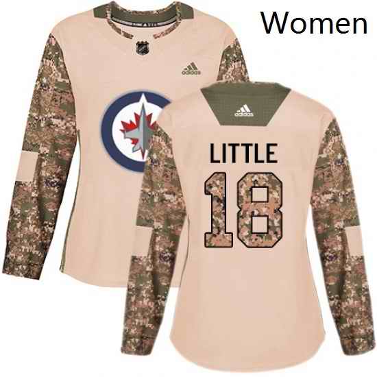 Womens Adidas Winnipeg Jets 18 Bryan Little Authentic Camo Veterans Day Practice NHL Jersey